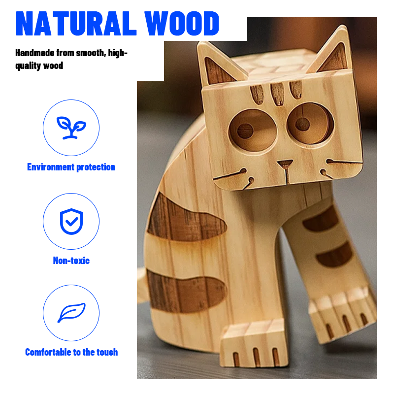 😺 Walking Wooden Cat Desk Toy