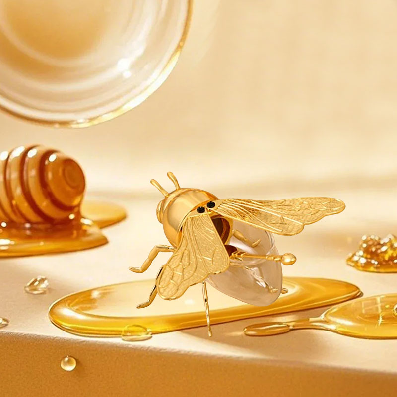 Bee Shaped Glass Honey Jar Dispenser with Dipper Spoon