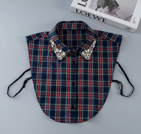 Red Christmas Plaid Rhinestone Collar