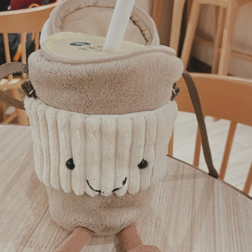 Cute milk tea cup sleeve crossbody bag