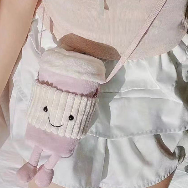 Cute milk tea cup sleeve crossbody bag