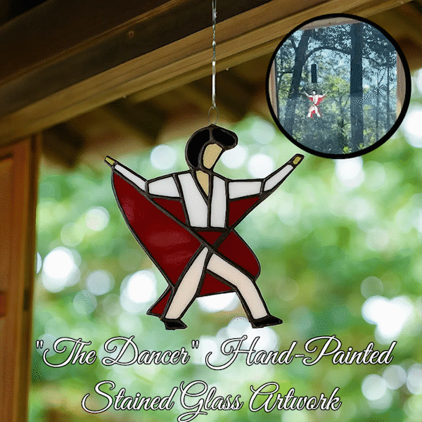 🌈"The Dancer" Hand-Painted Stained Glass Artwork 🌈