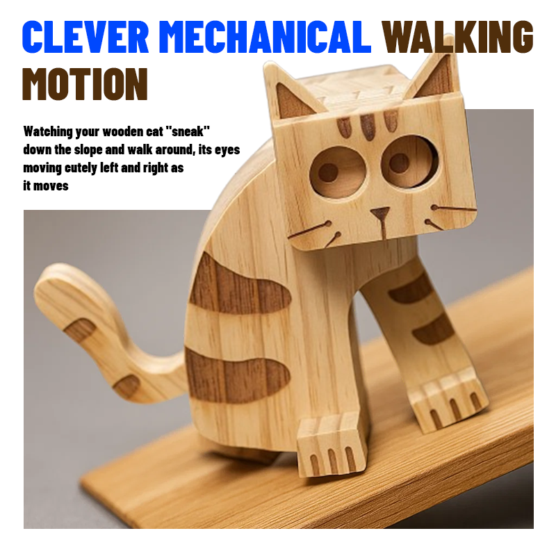 😺 Walking Wooden Cat Desk Toy