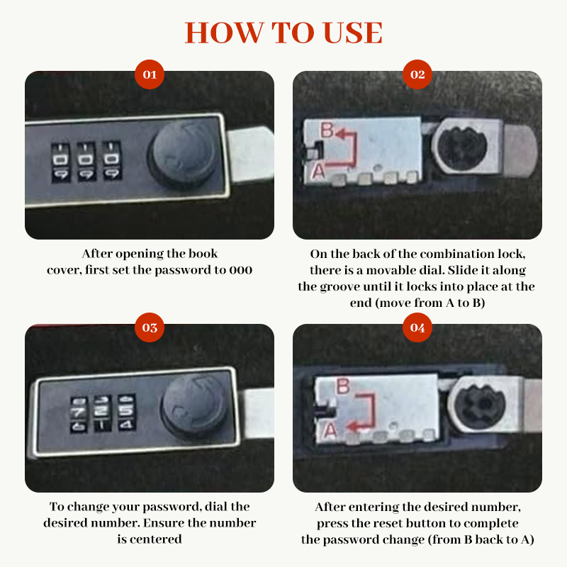 📘 Real Paper Diversion Book Safe with Combination Lock