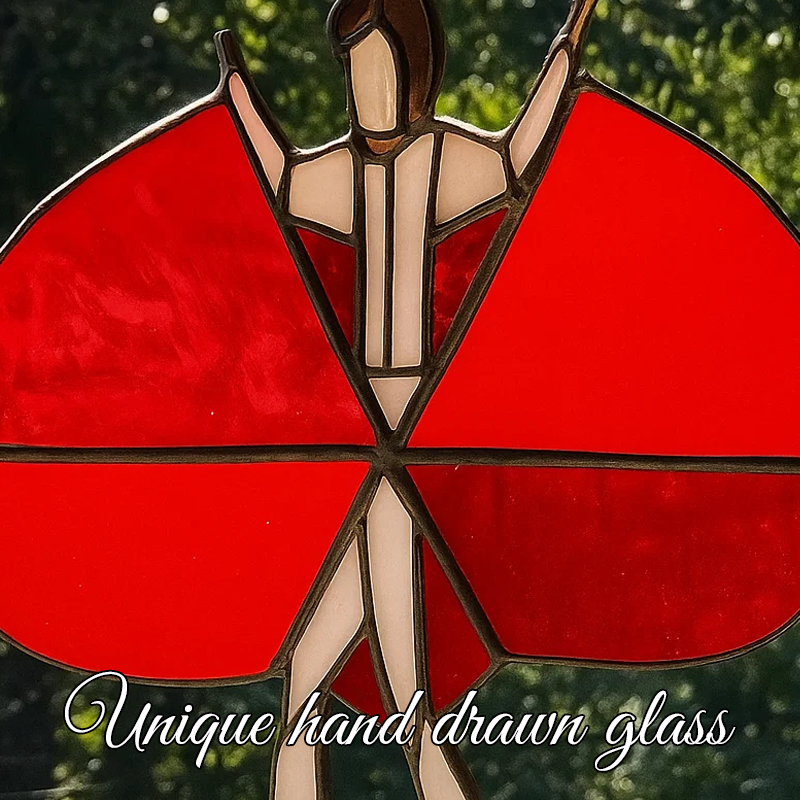 🌈"The Dancer" Hand-Painted Stained Glass Artwork 🌈