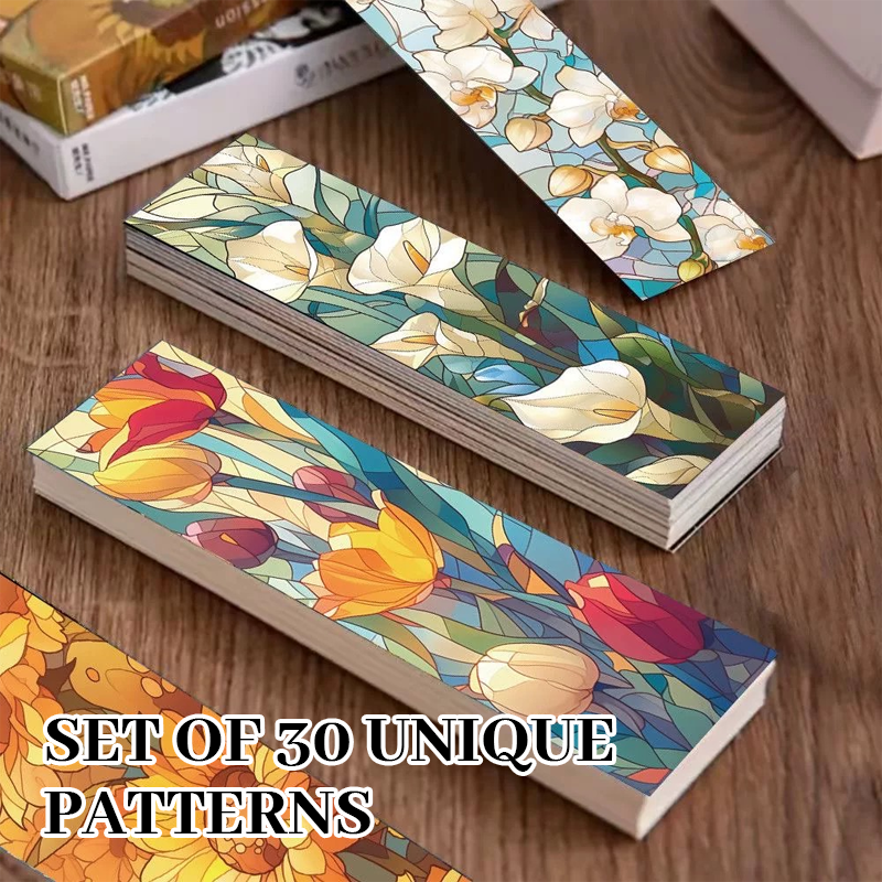 🌸 Stained Glass Floral Bookmarks Set（30 pcs）