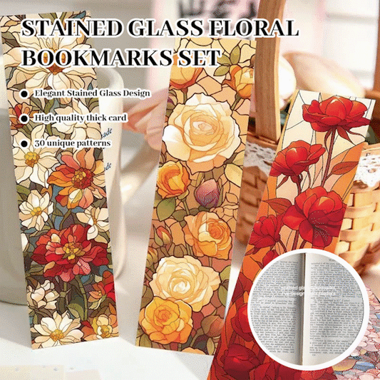 🌸 Stained Glass Floral Bookmarks Set（30 pcs）