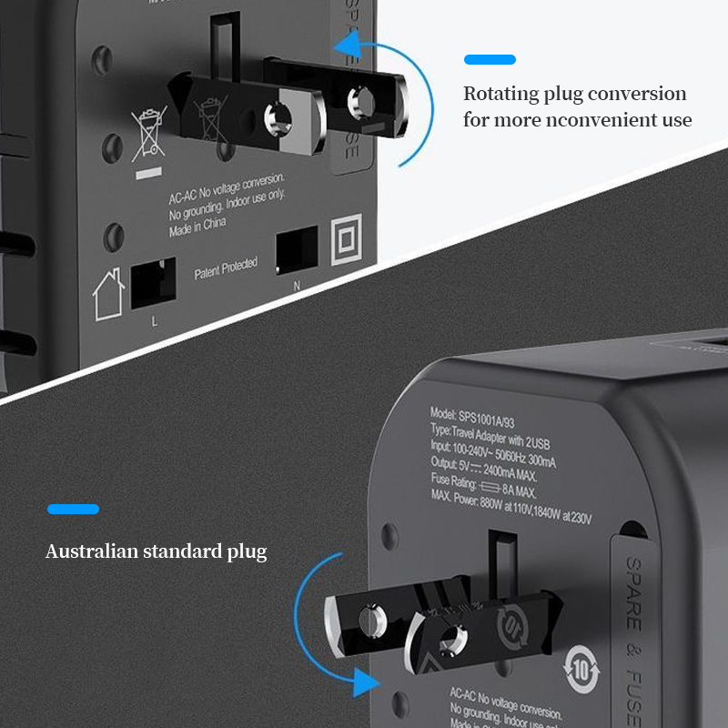 Travel adapter plugs are suitable for use in many countries around the world