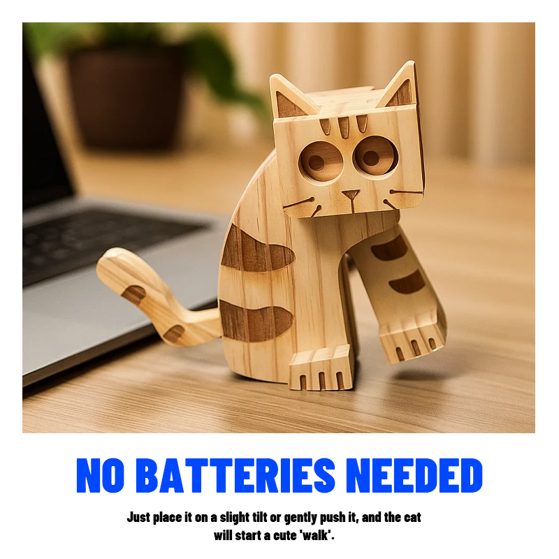 😺 Walking Wooden Cat Desk Toy