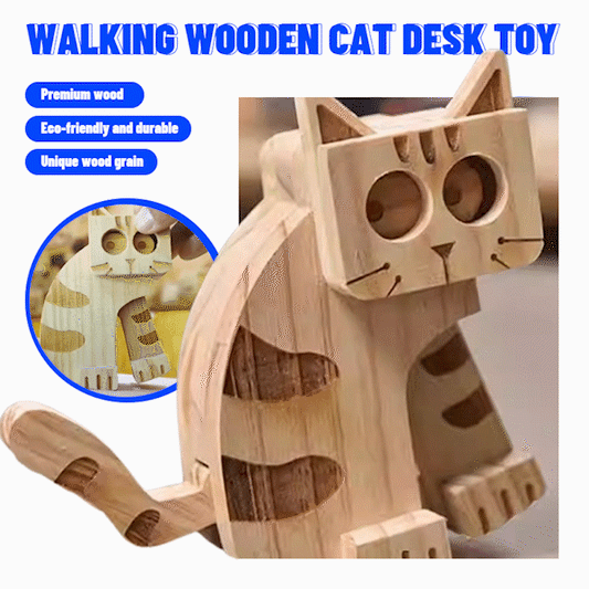 😺 Walking Wooden Cat Desk Toy