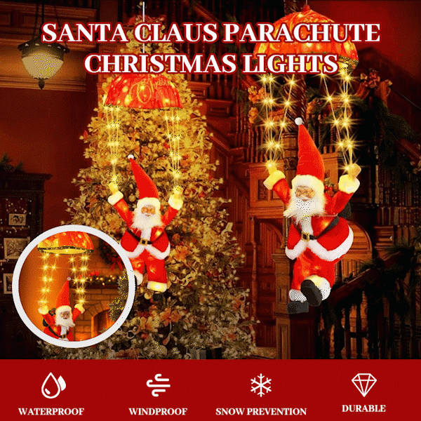 Santa Claus Parachute Christmas Lights