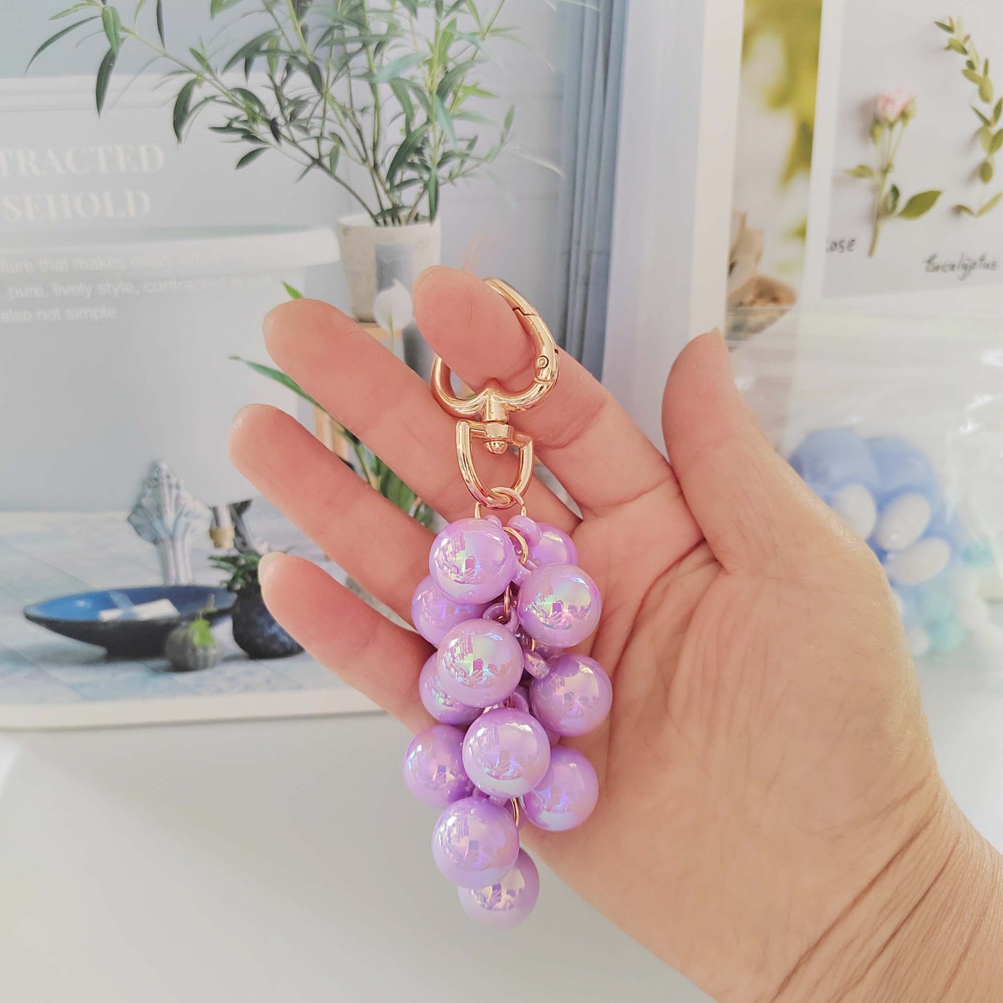 Grape fruit key ring pendant