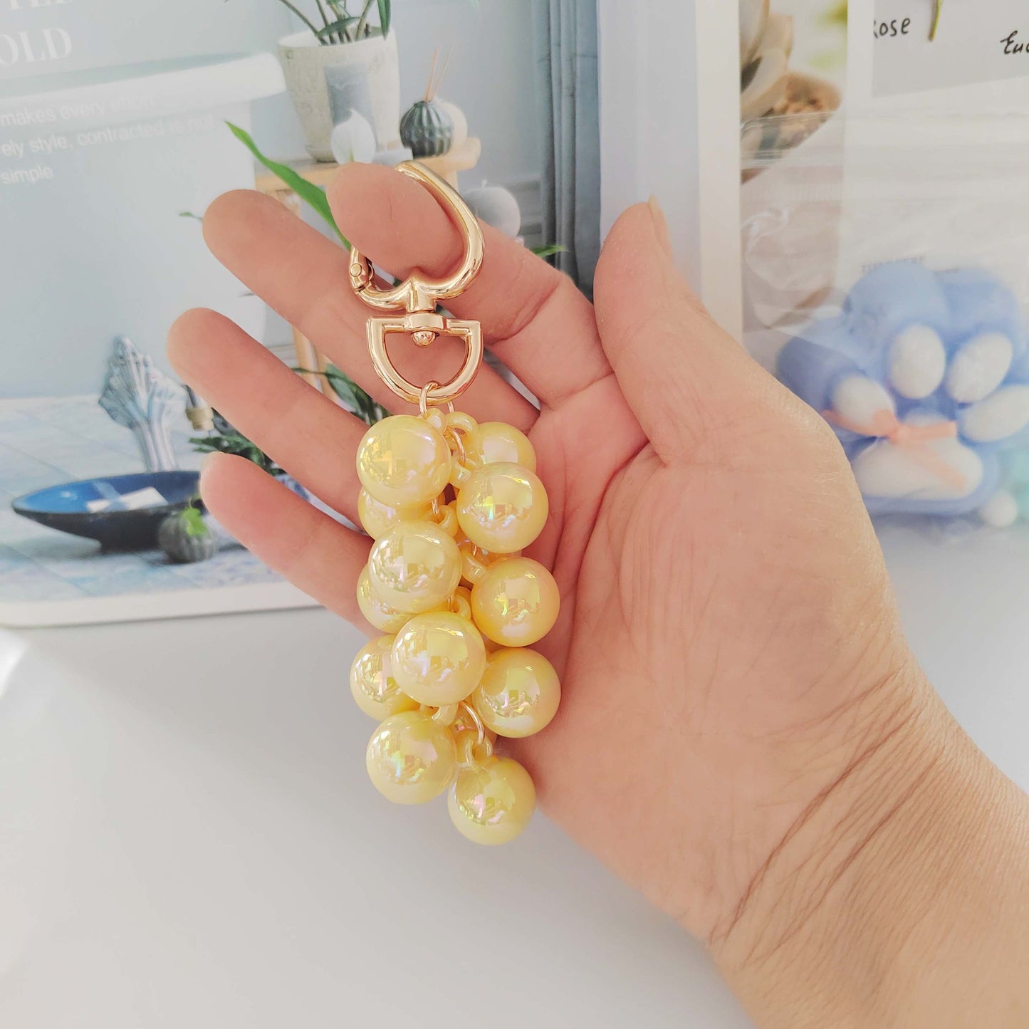 Grape fruit key ring pendant