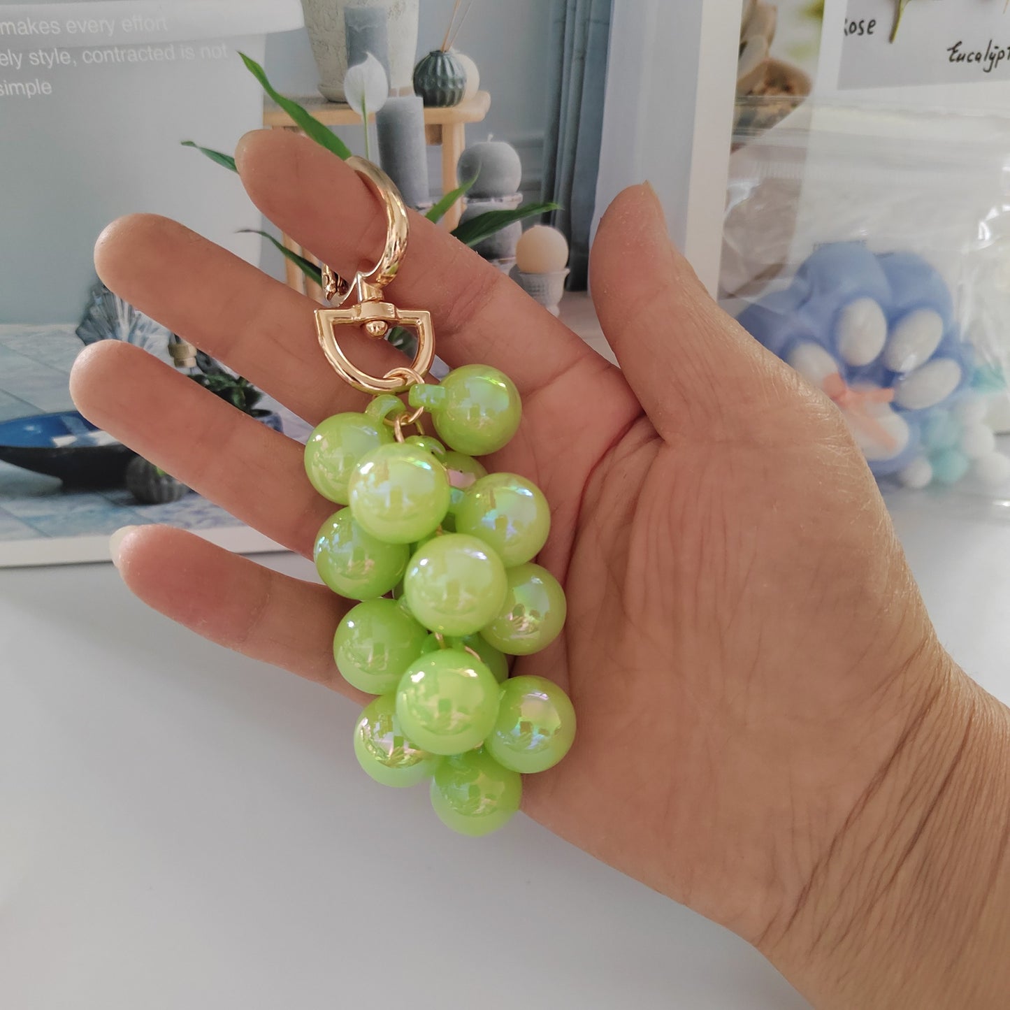 Grape fruit key ring pendant