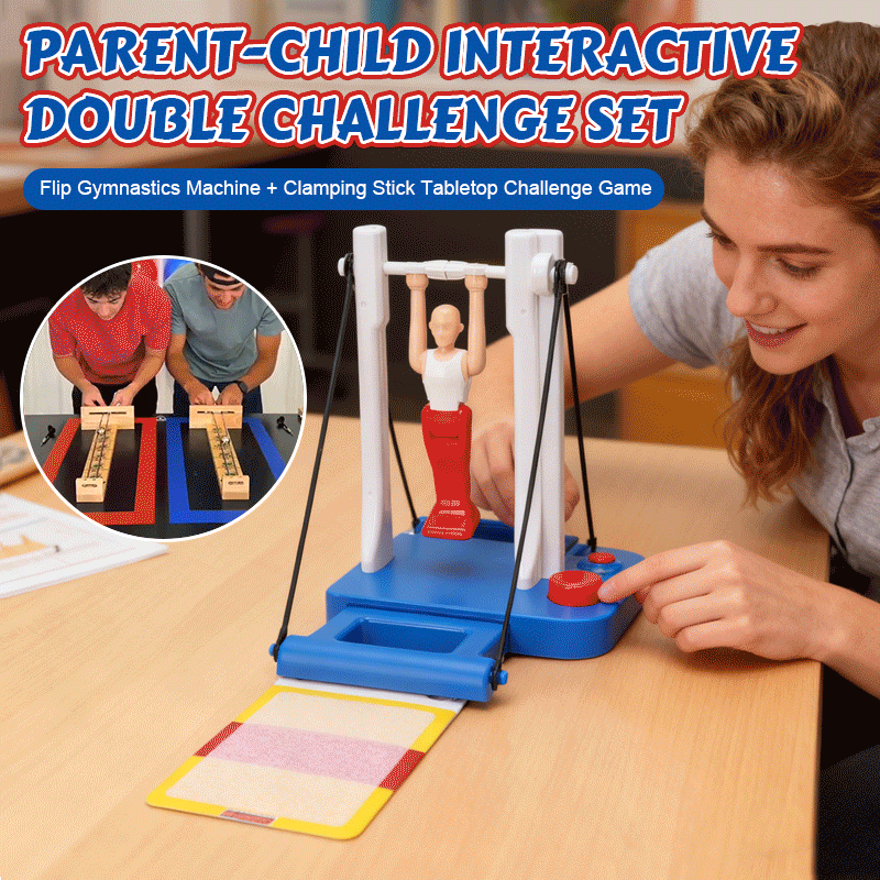 🎮 Interactive Double Challenge Set: Flip Gymnastics Machine + Clamping Stick Tabletop Challenge Game