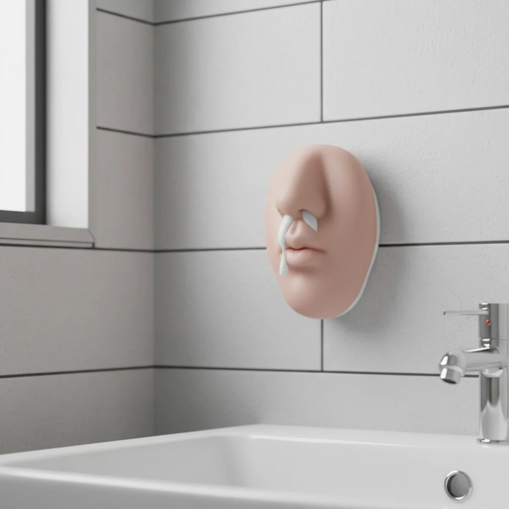 Realistic nose-shaped wall-mounted soap dispenser